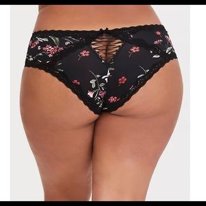 TORRID BLACK FLORAL MICROFIBER CHEEKSTER PANTY